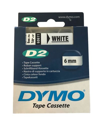 60611 Dymo D2 Etikettenband weiß 6mm/10m